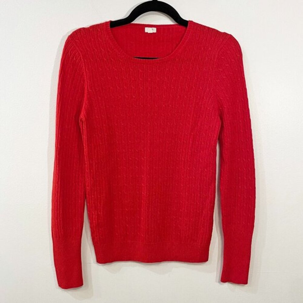 EUC J.Crew Wool Lyocell Cable Knit Sweater Red Small